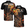 Custom Name Darts Skull Flame Team Men's Polo Shirt S-5XL
