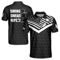 Custom Name Swing Swear Repeat Golf Lover Men's Polo Shirt S-5XL