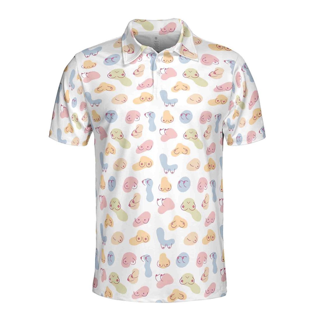 Funny Women Breast Doodle Pastel Color Men's Polo Shirt S-5XL