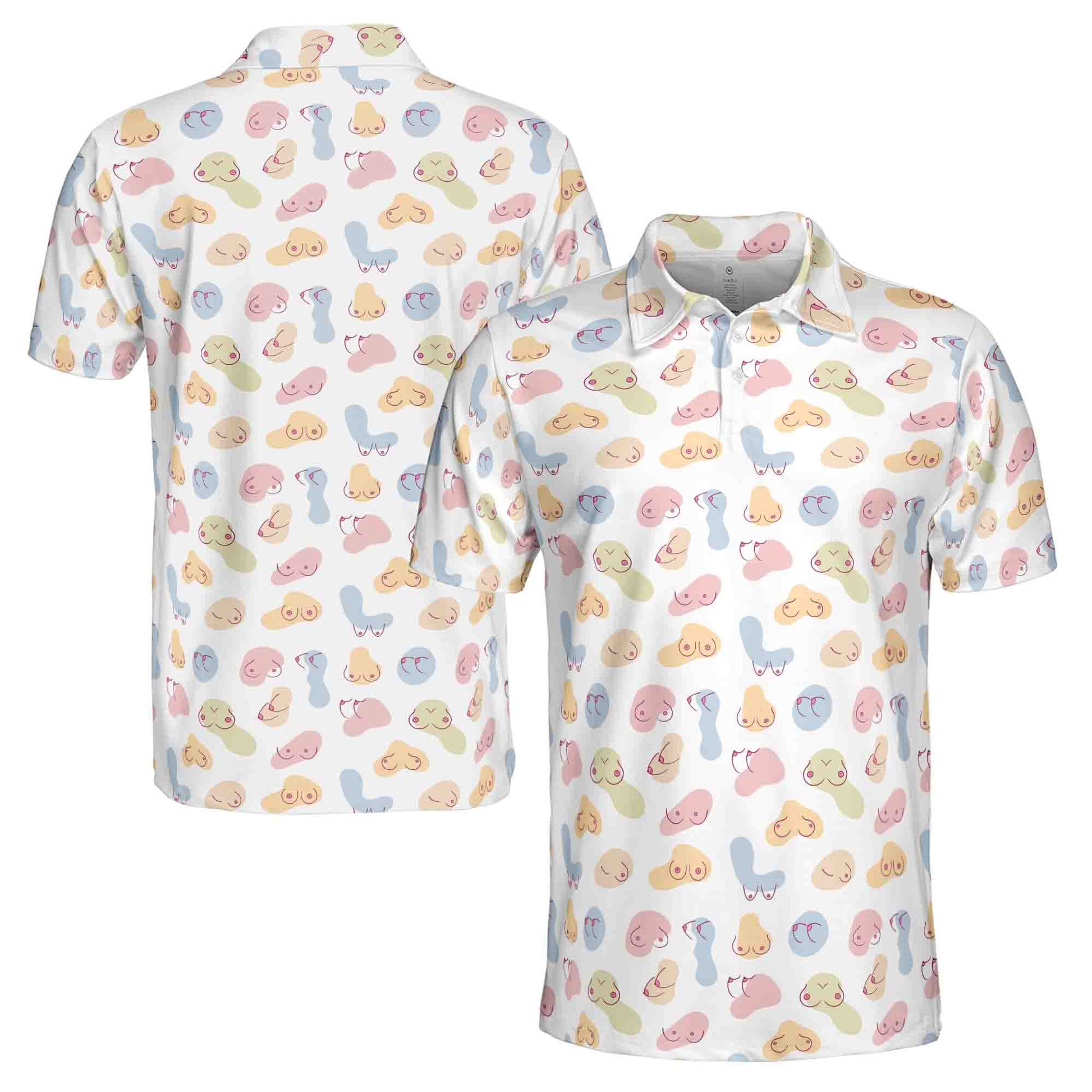 Funny Women Breast Doodle Pastel Color Men's Polo Shirt S-5XL