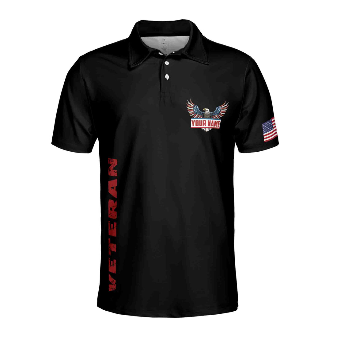 Custom Name Veteran American Eagle In God We Trust Guns Backup Men's Polo Shirt S-5XL