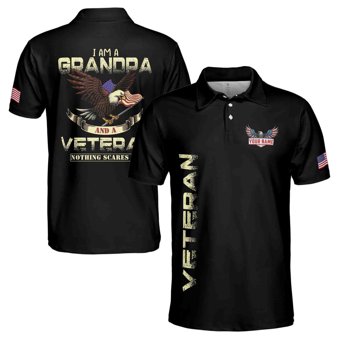 I'm a Grandpa A Veteran Proud Vet Grandfather Fathers Day Men's Polo Shirt S-5XL