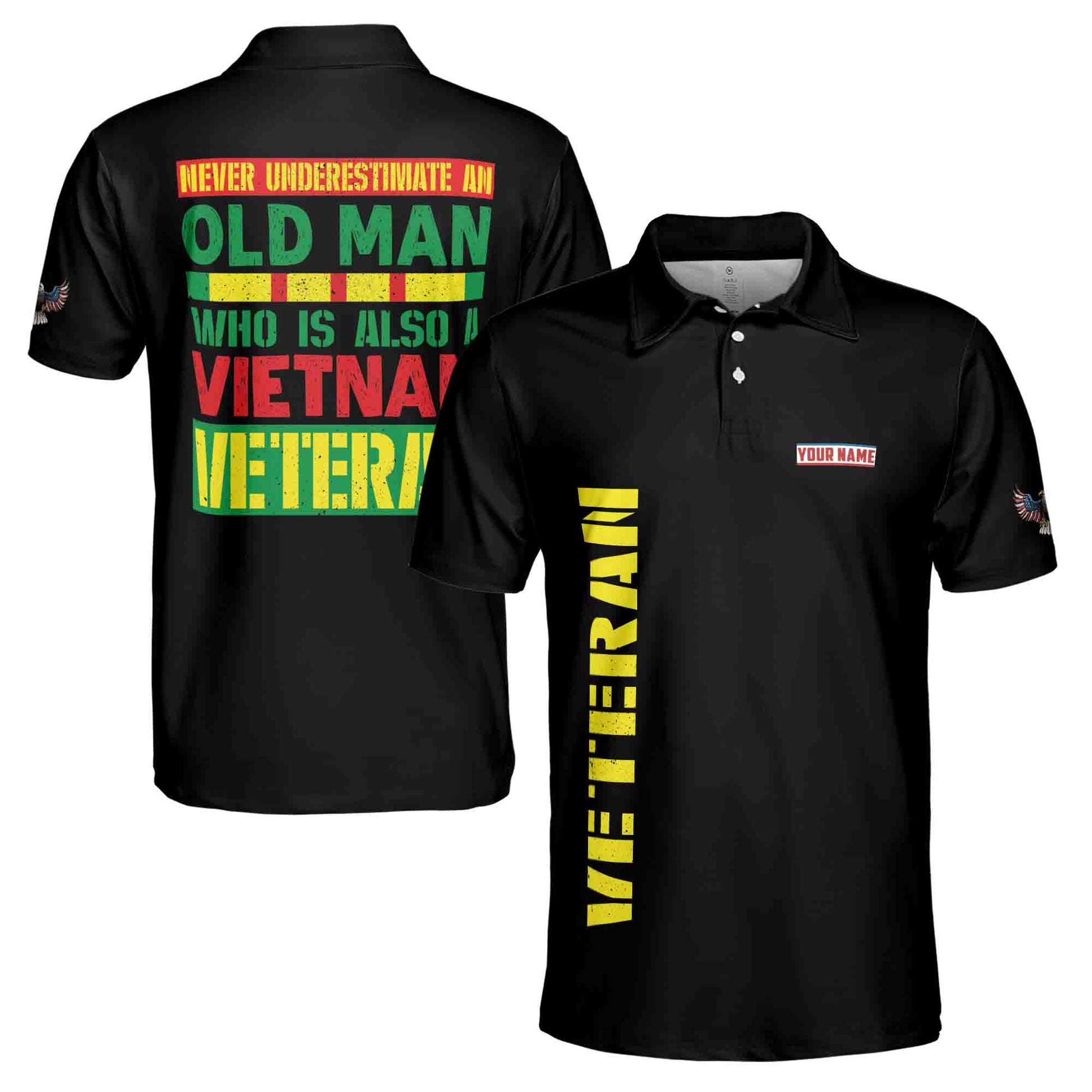 Never Underestimate An Old Man Vietnam Veteran Men's Polo Shirt S-5XL