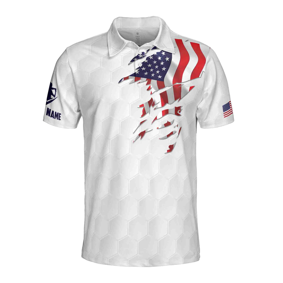 Custom Name American Flag Patriotic Golfer Golf Men's Polo Shirt S-5XL