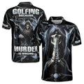 Custom Name Skeleton Golfing Because Murder Is Wrong Men's Polo Shirt S-5XL