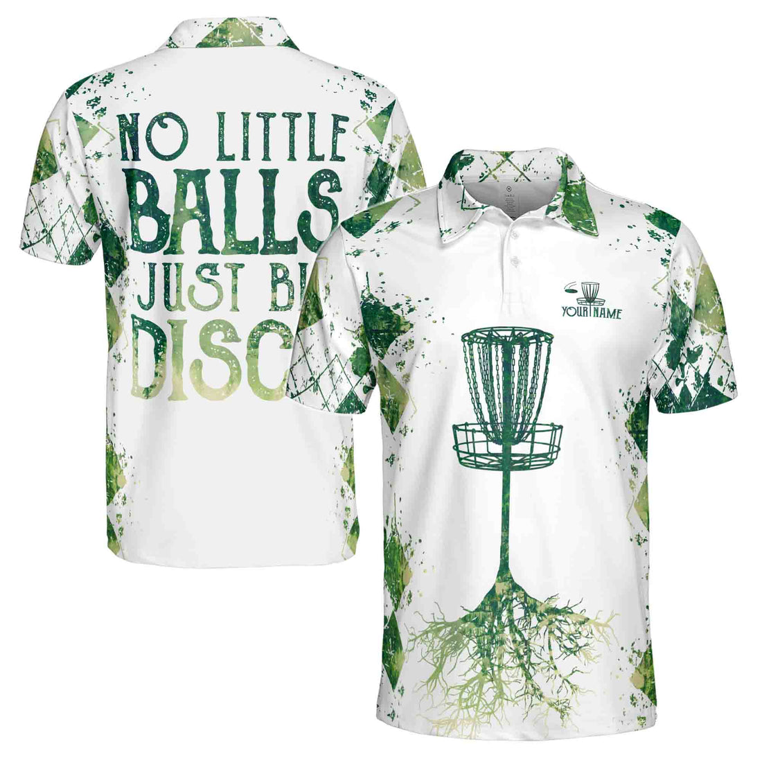 Custom Name Funny Disc Golf No Little Balls Just Big Discs Men's Polo Shirt S-5XL