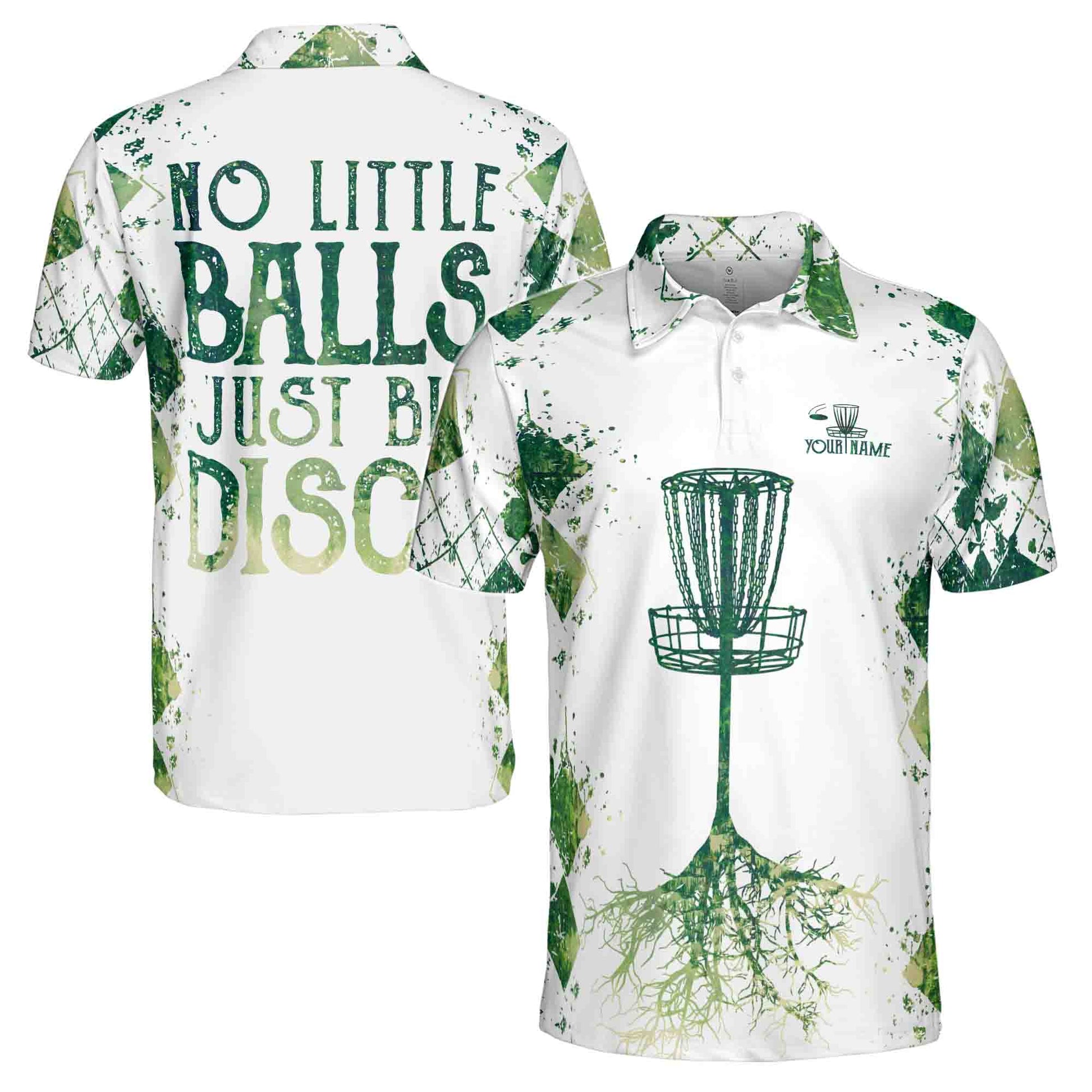 Custom Name Funny Disc Golf No Little Balls Just Big Discs Men's Polo Shirt S-5XL