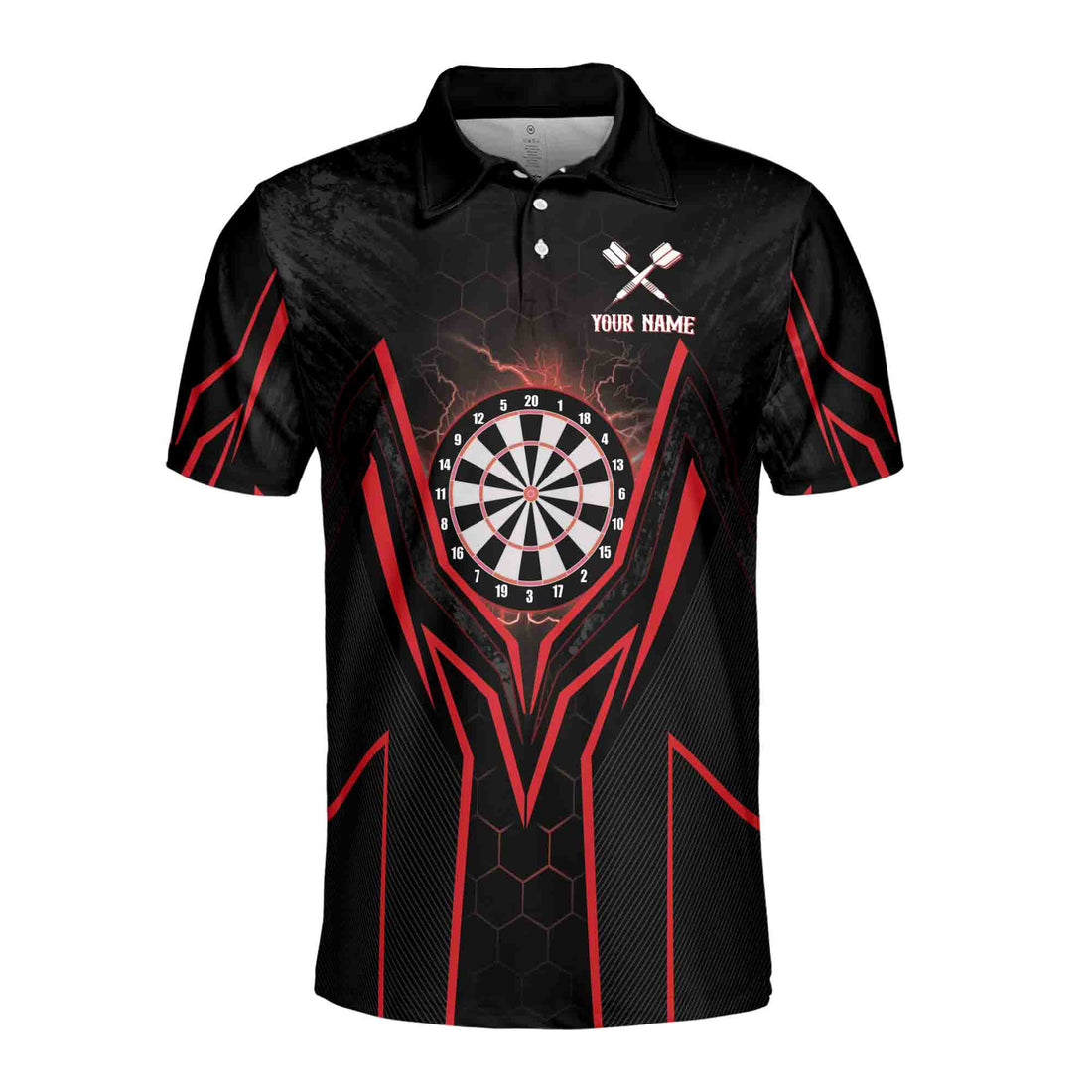 Custom Name Team Name Red Darts Art Lightning Darts Team Men's Polo Shirt S-5XL