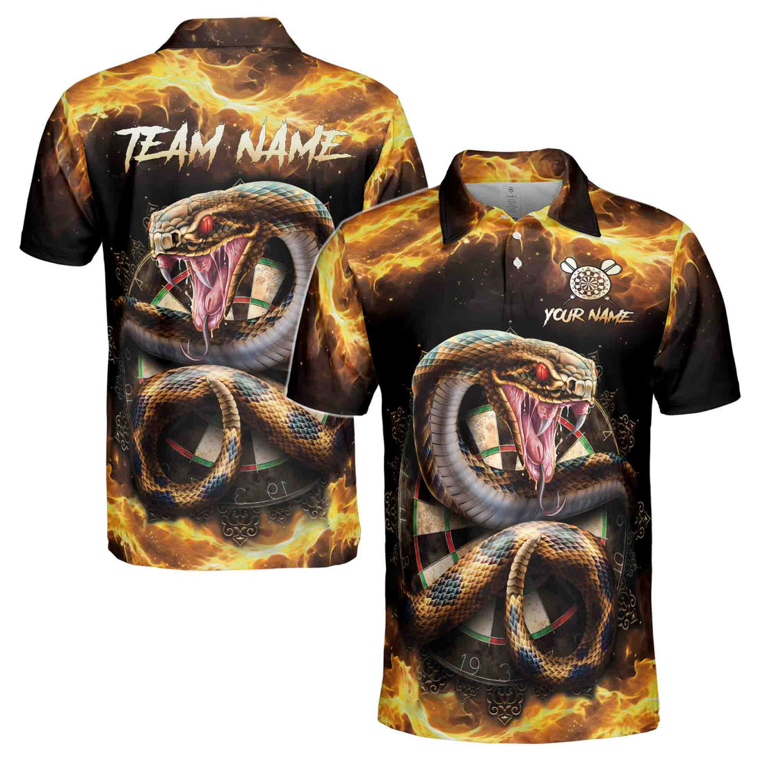 Custom Name Team Name Darts Snake Flame Darts Team Men's Polo Shirt S-5XL