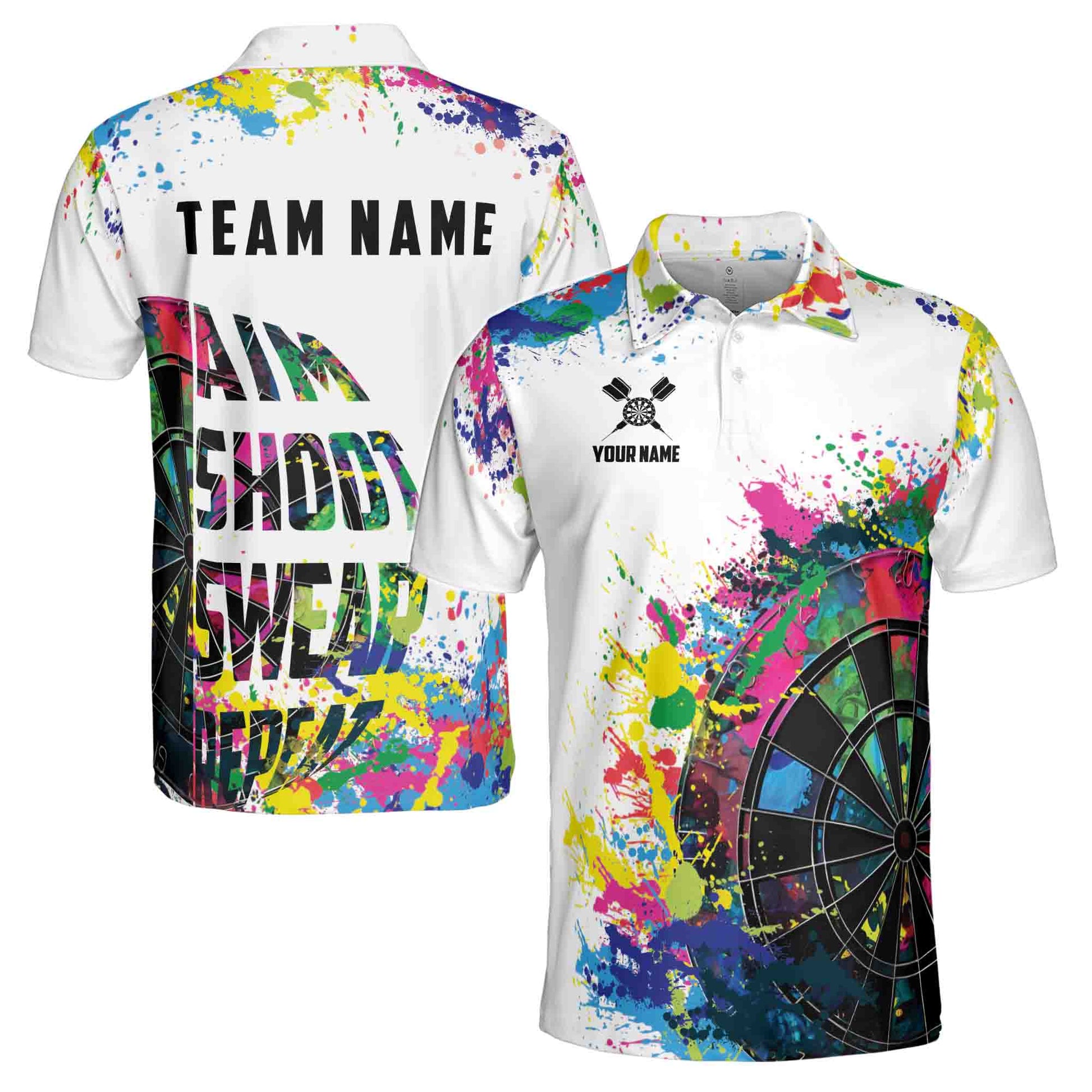 Custom NameTeam Name Colorful Splashes Darts Art Darts Team Men's Polo Shirt S-5XL