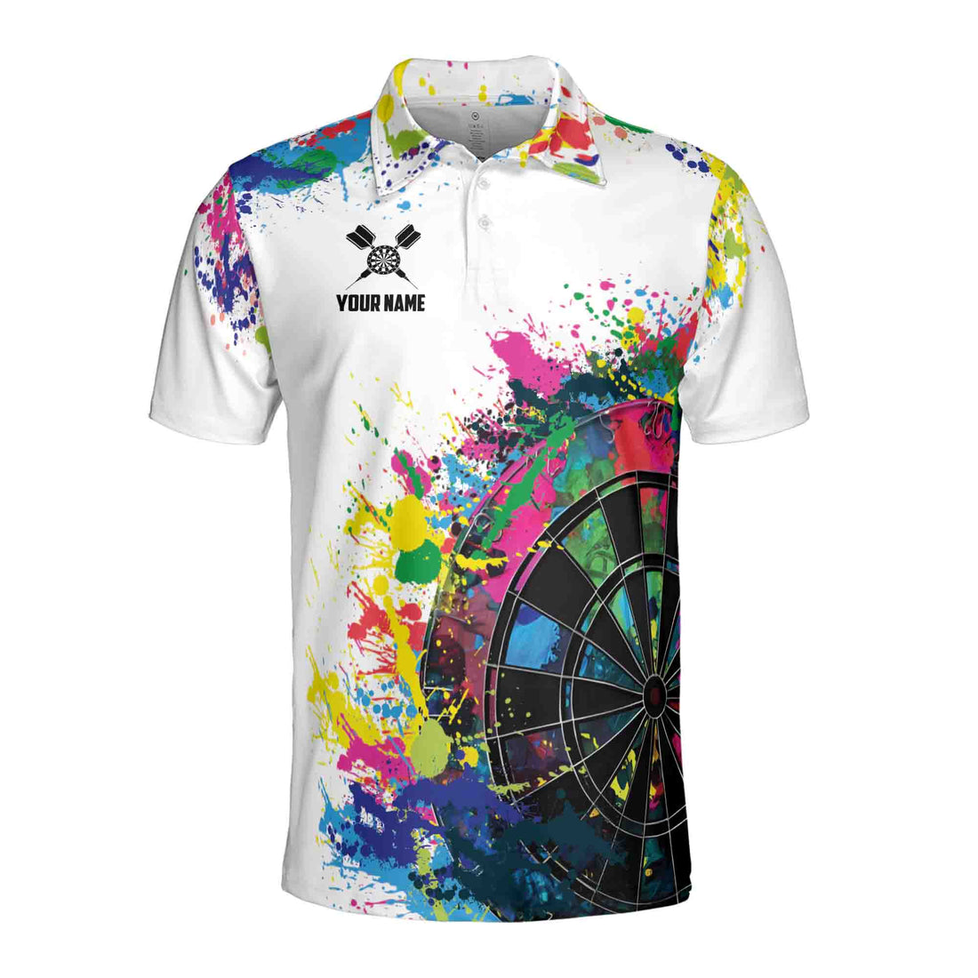 Custom NameTeam Name Colorful Splashes Darts Art Darts Team Men's Polo Shirt S-5XL