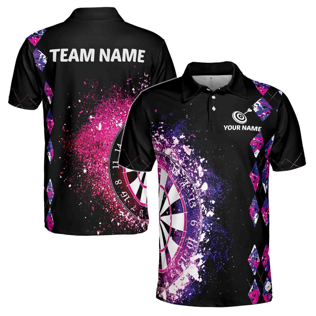 Custom Name Team Name Colorful Darts Art Darts Team Men's Polo Shirt S-5XL