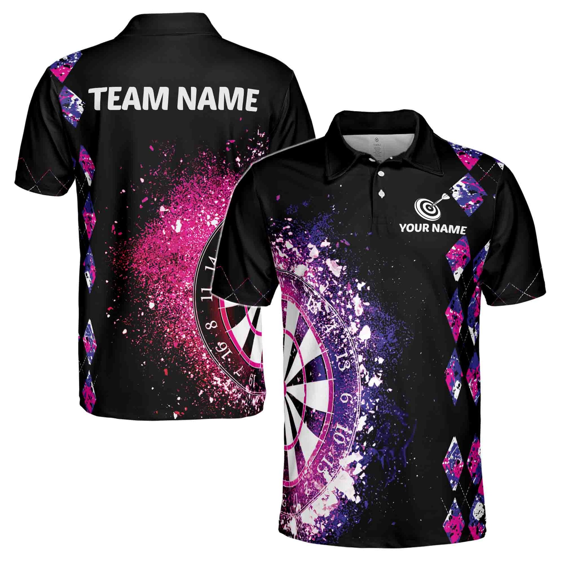 Custom Name Team Name Colorful Darts Art Darts Team Men's Polo Shirt S-5XL
