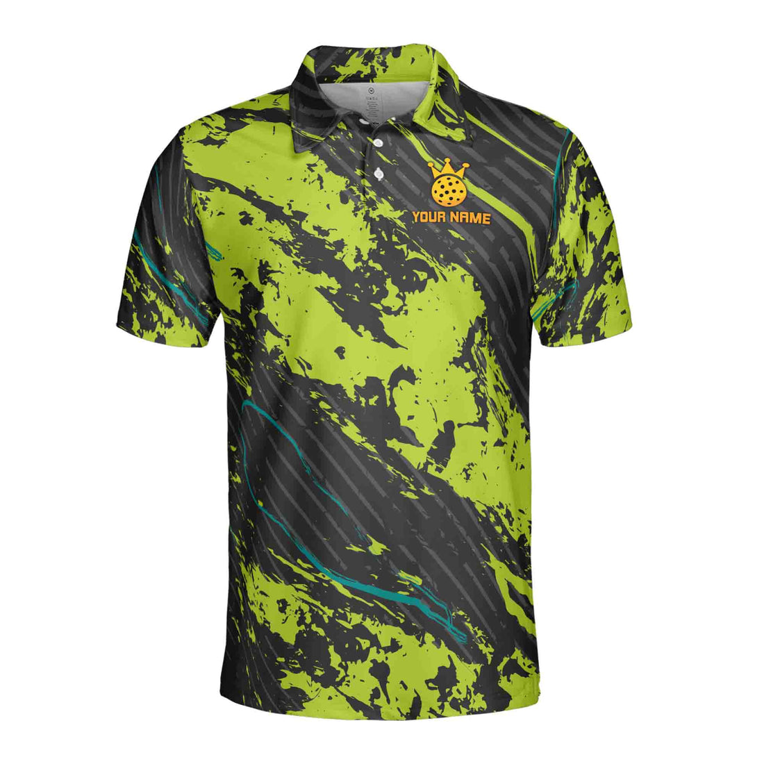 Custom Name Team Name Pickle Green Grey Art Ball Men's Polo Shirt S-5XL