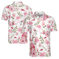 Funny Pink Flamingo Flowers Floral Pattern Golf Men's Polo Shirt S-5XL
