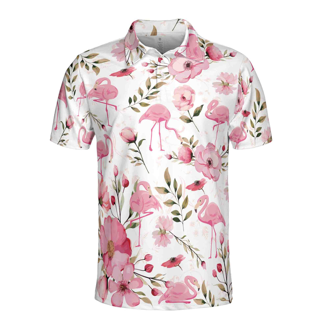Funny Pink Flamingo Flowers Floral Pattern Golf Men's Polo Shirt S-5XL