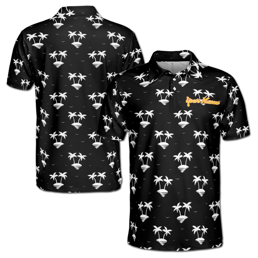 Funny Palm Tree Tropical Island Black and White Golf Men's Polo Shirt S-5XL