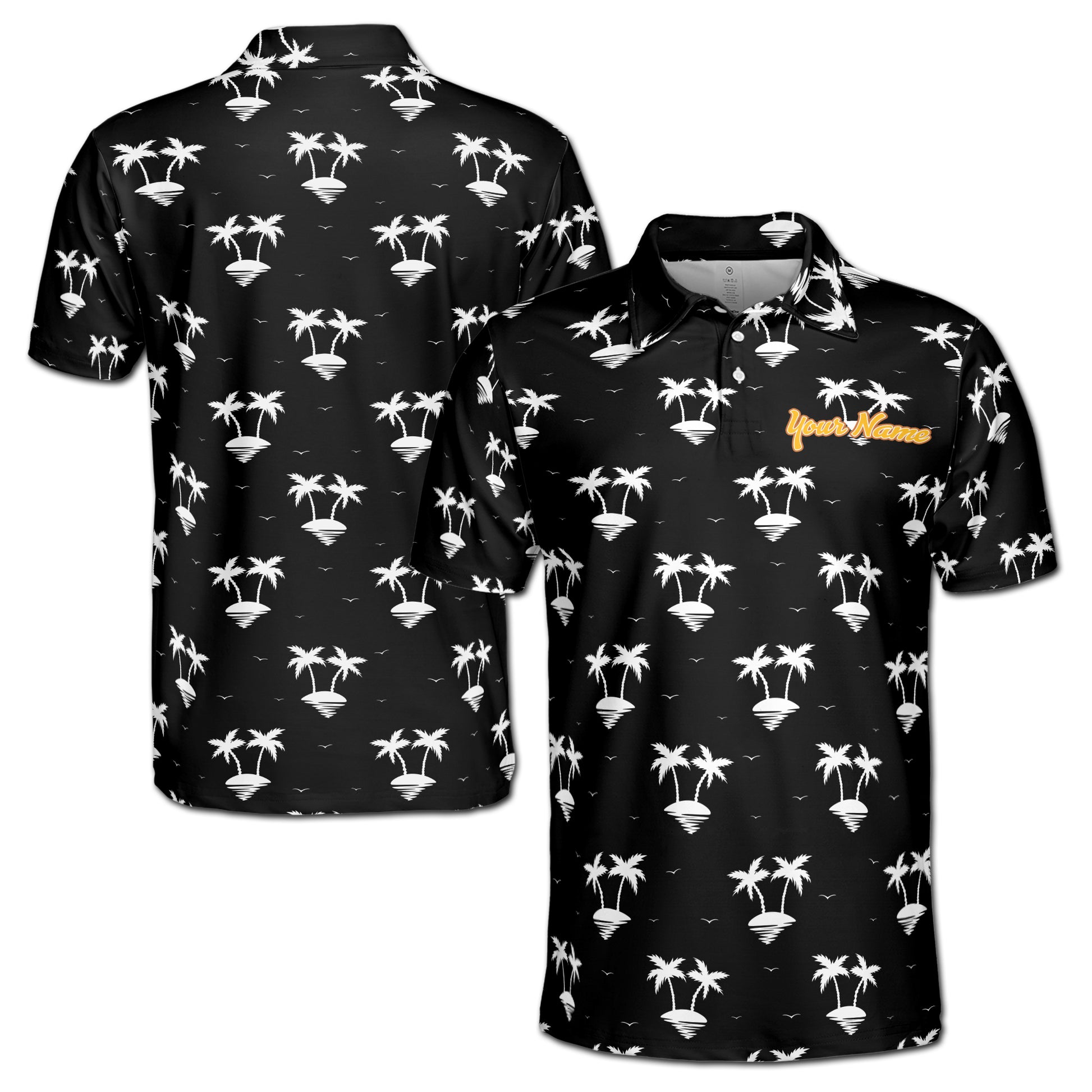 Funny Palm Tree Tropical Island Black and White Golf Men's Polo Shirt S-5XL