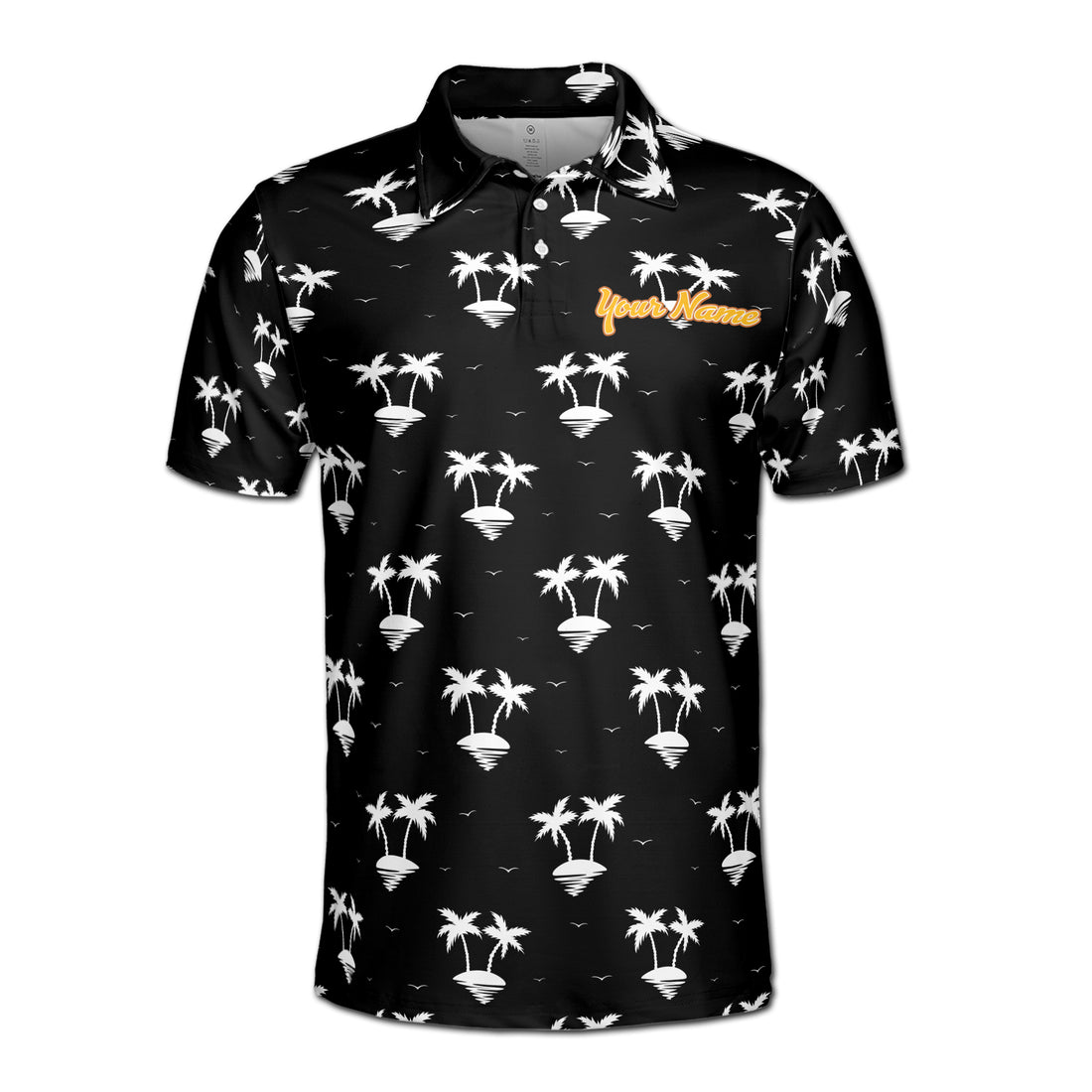 Funny Palm Tree Tropical Island Black and White Golf Men's Polo Shirt S-5XL