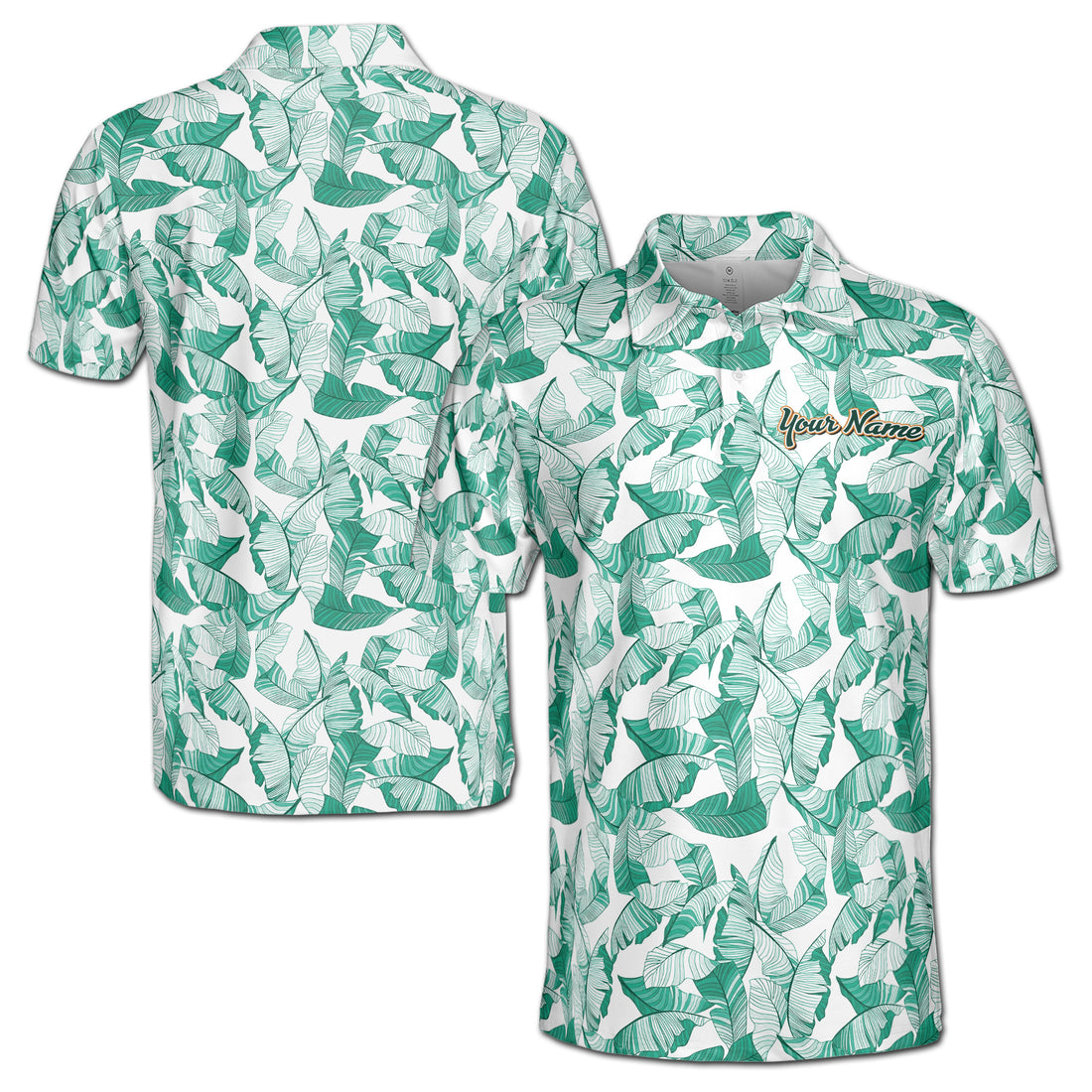 Funny Teal Tropical Plants Golf Men's Polo Shirt S-5XL