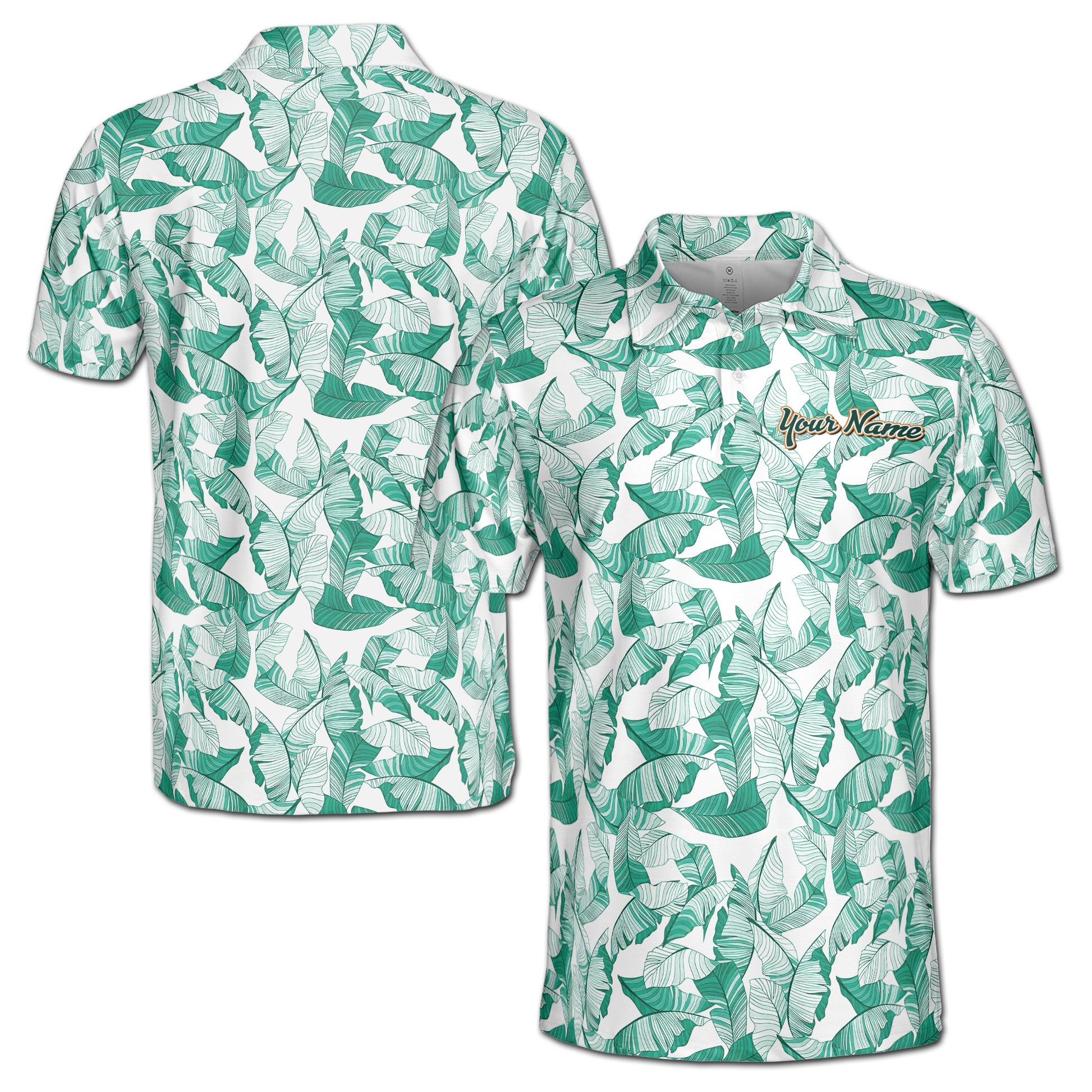 Funny Teal Tropical Plants Golf Men's Polo Shirt S-5XL