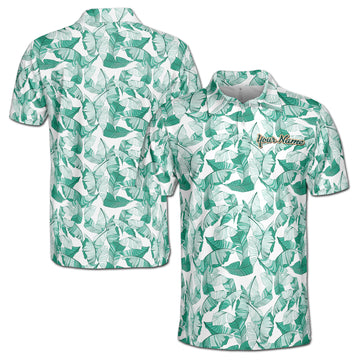 Funny Teal Tropical Plants Golf Men's Polo Shirt S-5XL