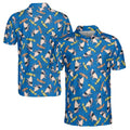 Funny Blue Shark Skateboard Player Tropical Beach Men's Polo Shirt S-5XL