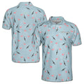 Funny Gun Pink Flamingo Floral Plants Golf Men's Polo Shirt S-5XL