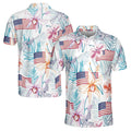 Funny Gun American Flag Floral Plants Retro Golf Men's Polo Shirt S-5XL