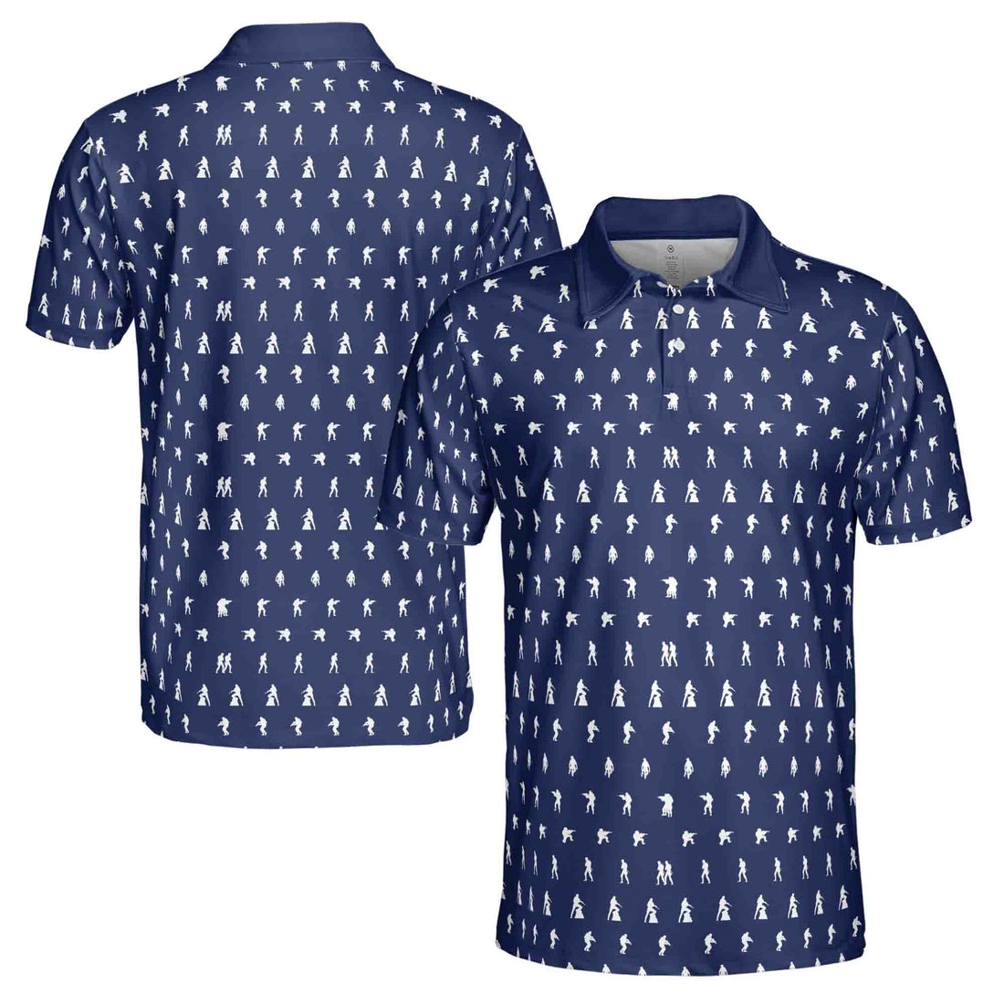 Funny Gun American Soldier Silhouette Icon Navy Golf Men's Polo Shirt S-5XL