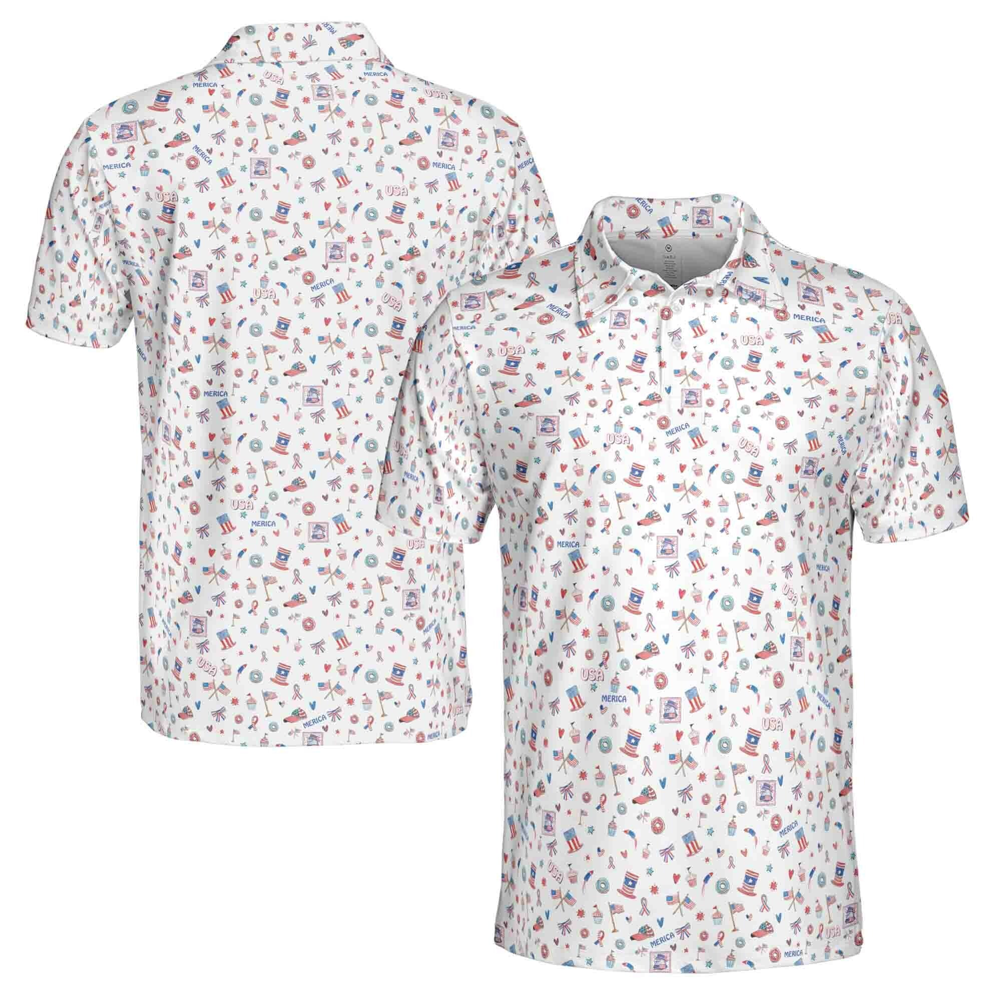 Funny American Independence Day 4 Of July Merica Golf Men's Polo Shirt S-5XL