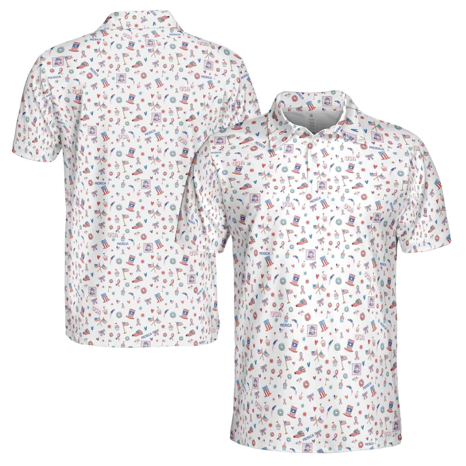 Funny American Independence Day 4 Of July Merica Golf Men's Polo Shirt S-5XL