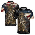 Custom American Soldier Skeleton Veteran Men's Polo Shirt S-5XL