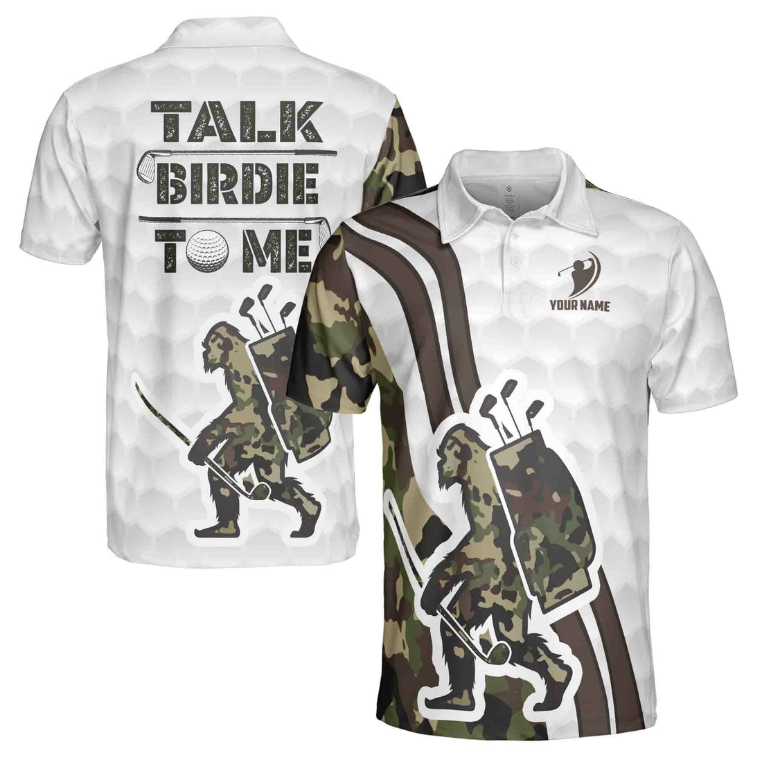 Funny Sasquatch Golf Big Foot Talk Birdie To Me Men's Polo Shirt S-5XL