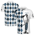 Funny Custom Name Blue Argyle Skeleton Skull Golf Men's Polo Shirt S-5XL