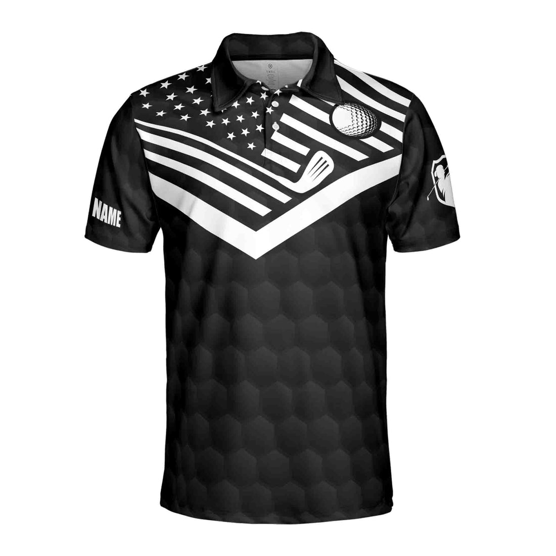 Custom Name American Golf Swing Swear Drink Repeat Men's Polo Shirt S-5XL