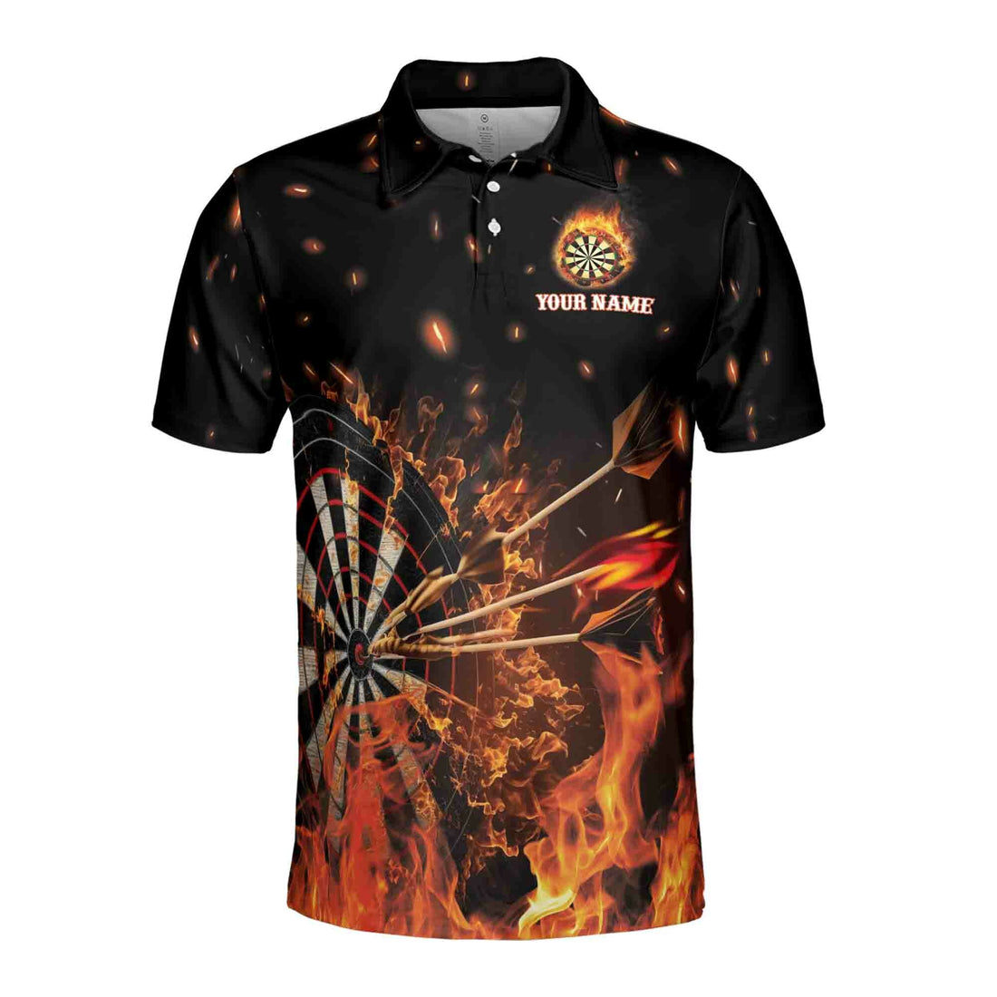 Custom Name Darts Flame Men's Polo Shirt S-5XL