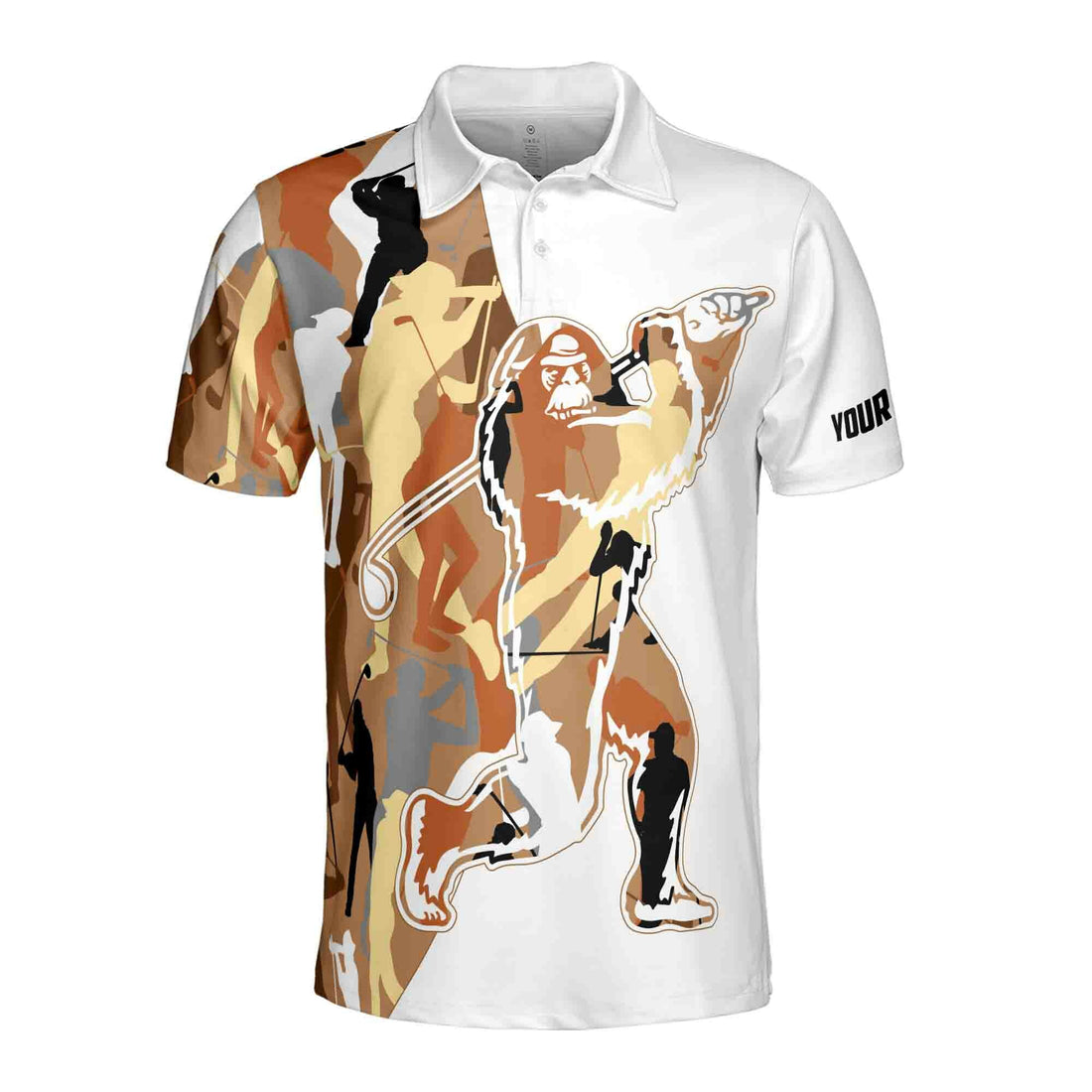 Custom Name Orange Bigfoot Golf Men's Polo Shirt S-5XL