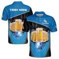 Custom Name Team Name Funny Beer Bowling Ball Men's Polo Shirt S-5XL