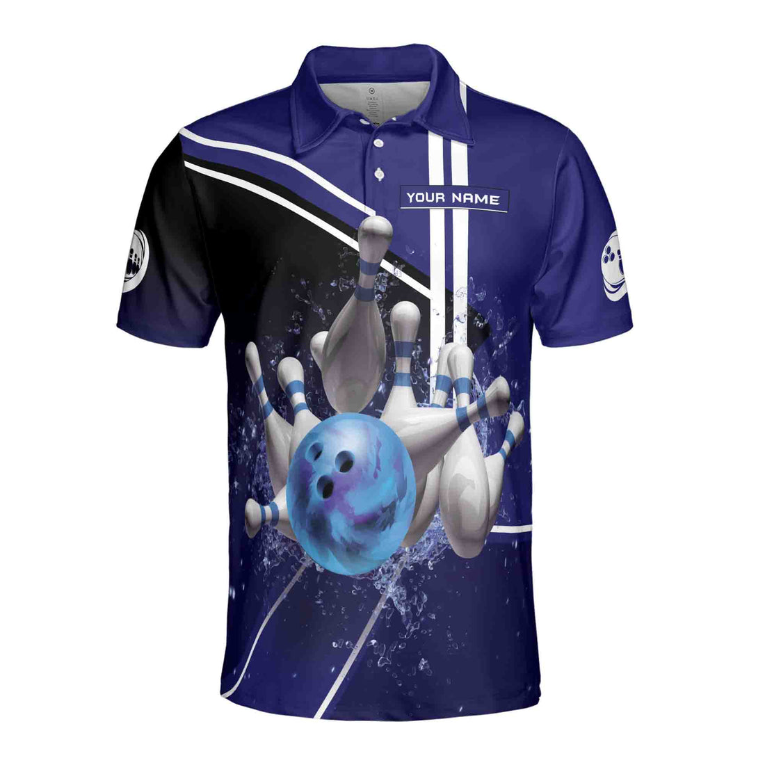 Custom Name Team Name Water Bowling Ball Men's Polo Shirt S-5XL