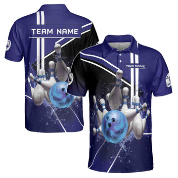 Custom Name Team Name Water Bowling Ball Men's Polo Shirt S-5XL