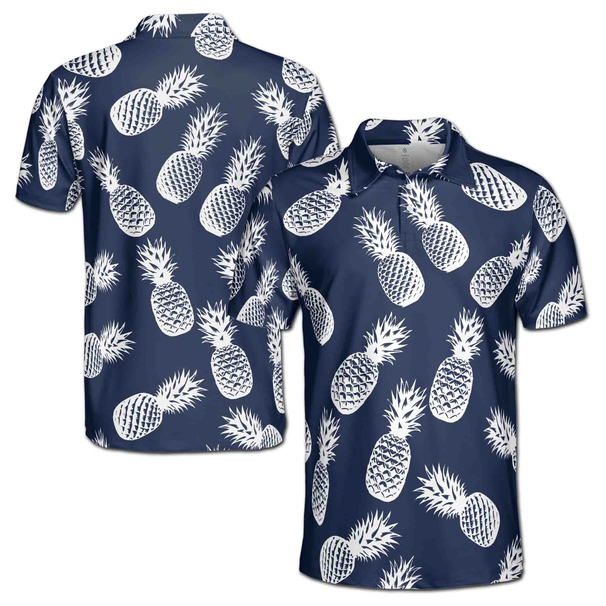 Funny White Pinapple In Dark Golf Men's Polo Shirt S-5XL