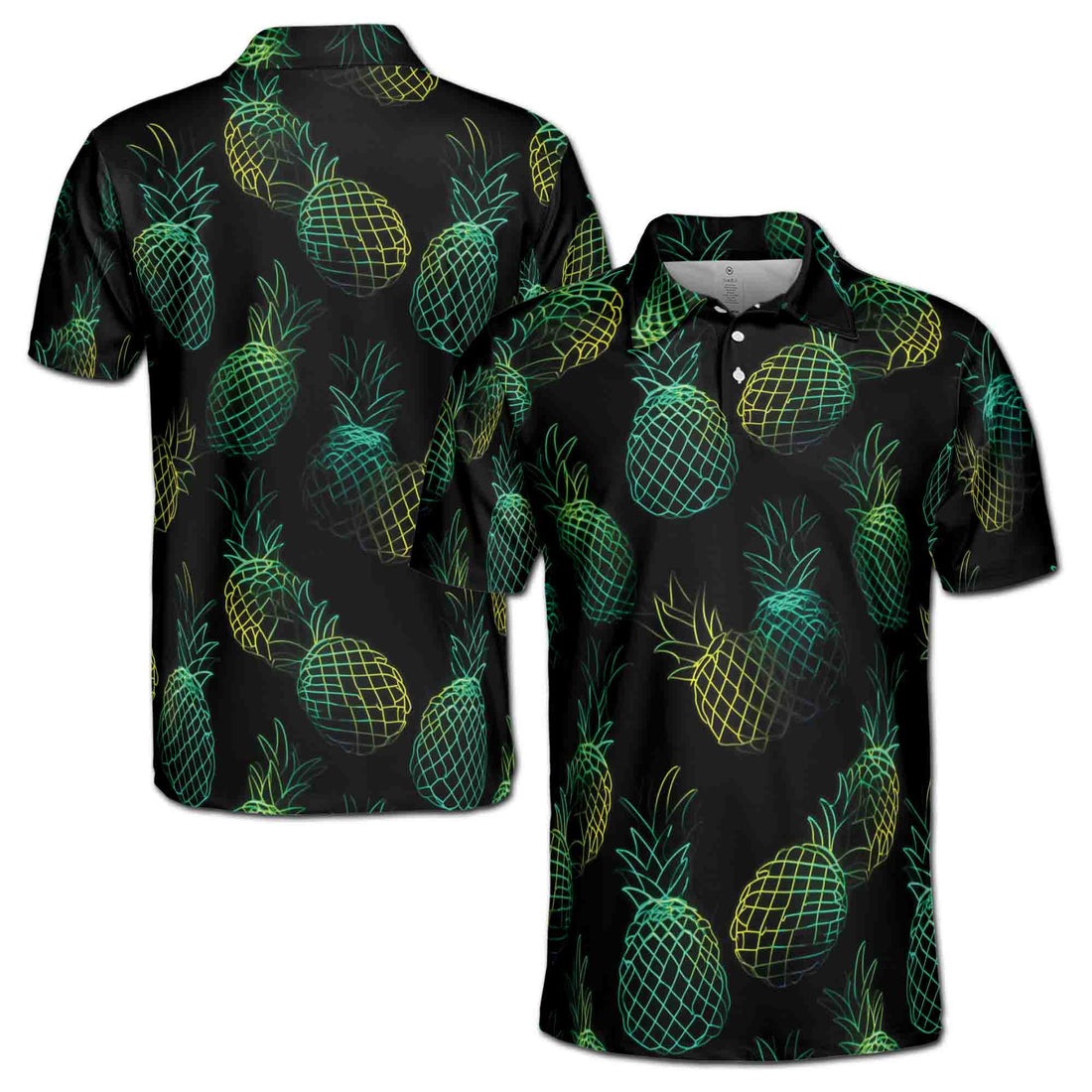Funny Neon Colorful Pineapple In Dark Golf Men's Polo Shirt S-5XL