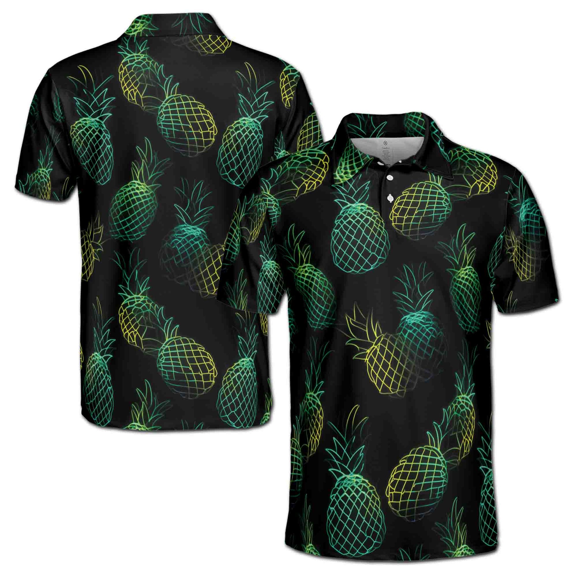 Funny Neon Colorful Pineapple In Dark Golf Men's Polo Shirt S-5XL