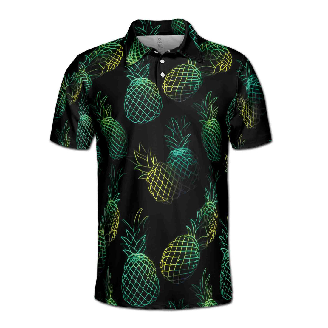 Funny Neon Colorful Pineapple In Dark Golf Men's Polo Shirt S-5XL