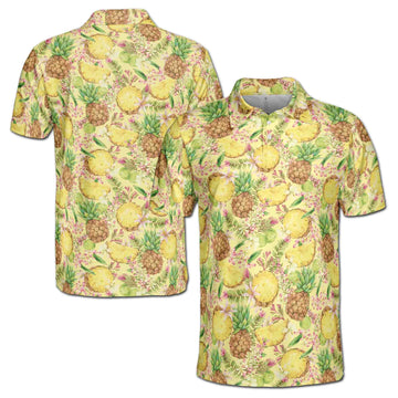 Funny Fresh Pineapple Tropical Fruits Floral Golf Men's Polo Shirt S-5XL