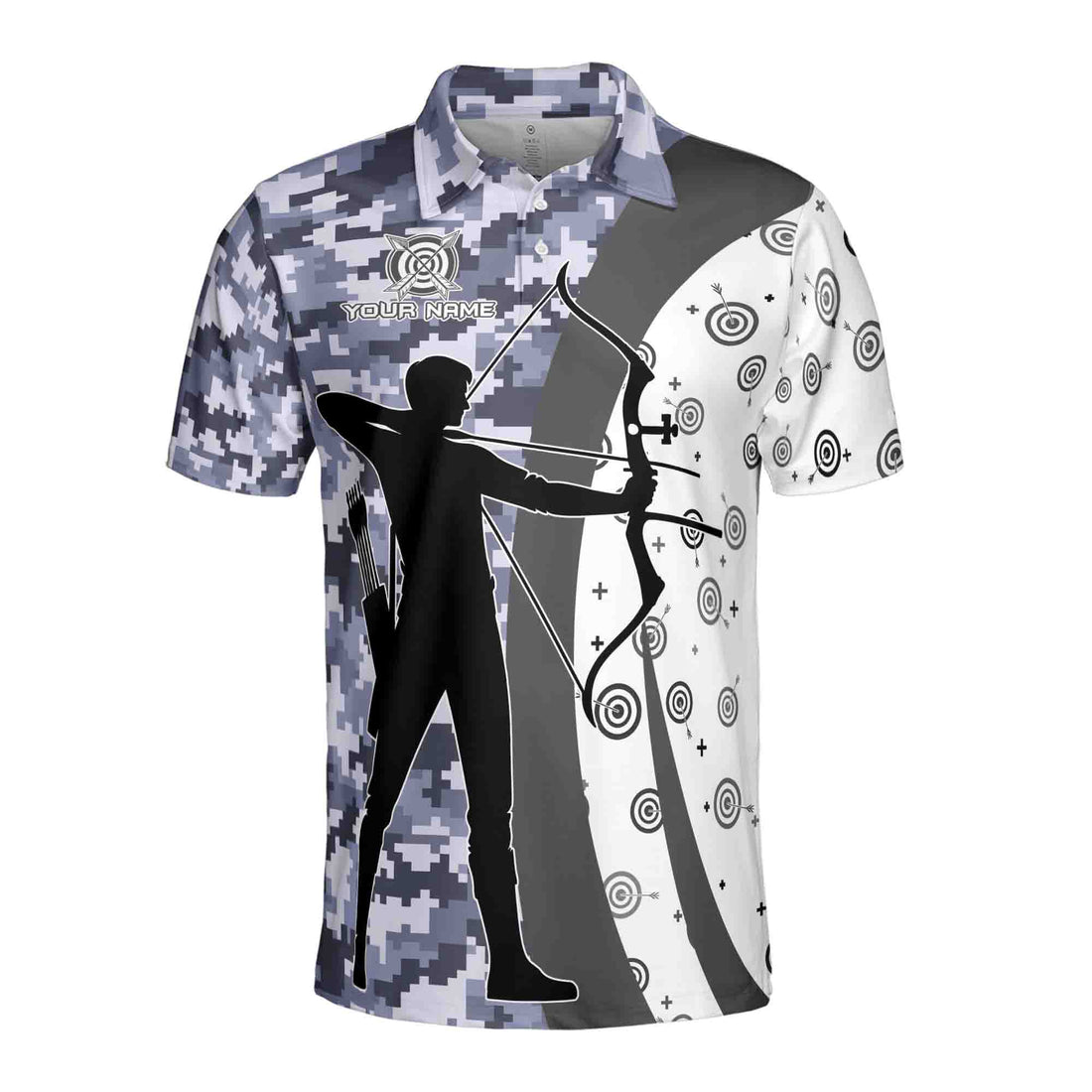 Custom Name Team Name Target Archery Camo Pattern Men's Polo Shirt S-5XL