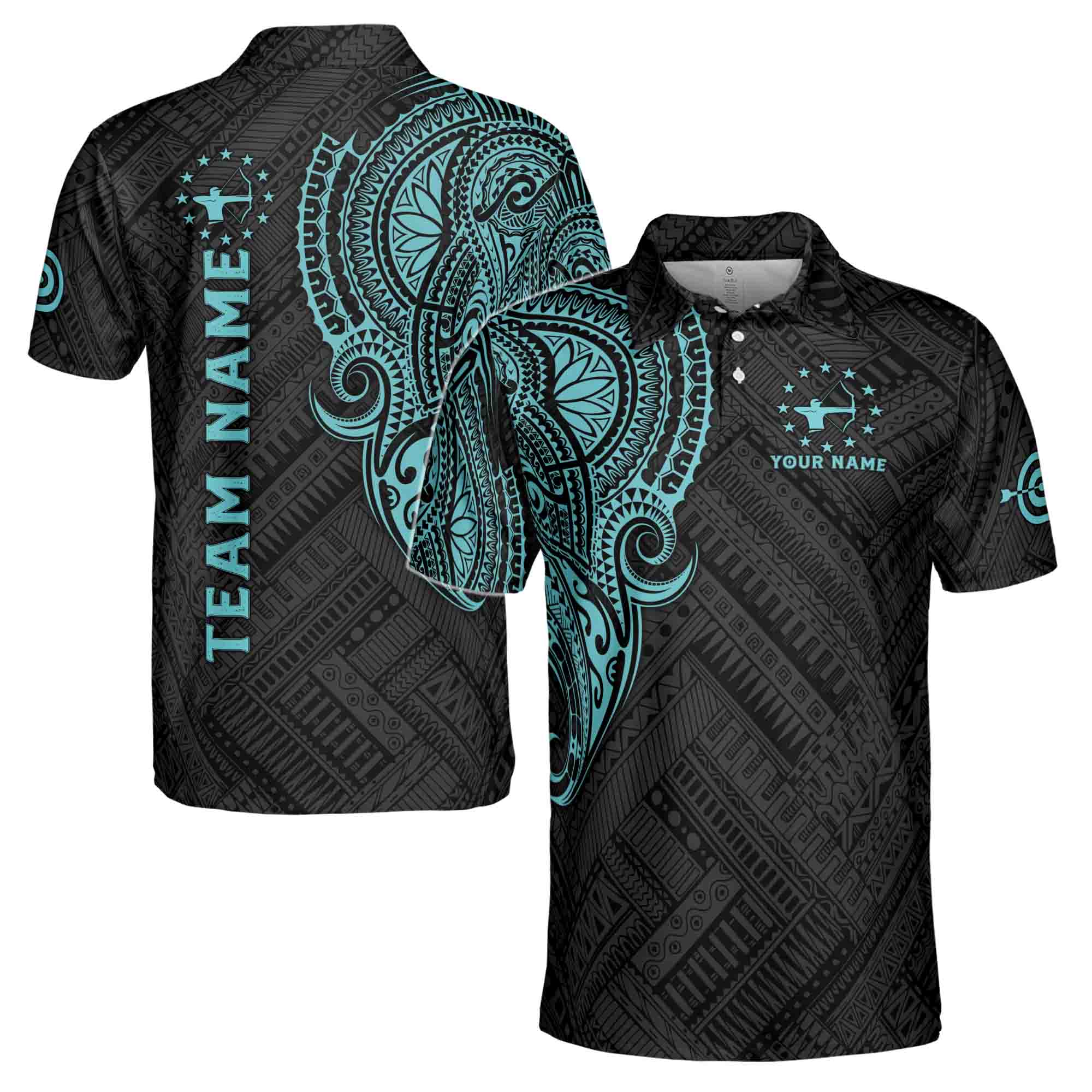 Custom Name Team Name Archery Tribal Pattern Men's Polo Shirt S-5XL