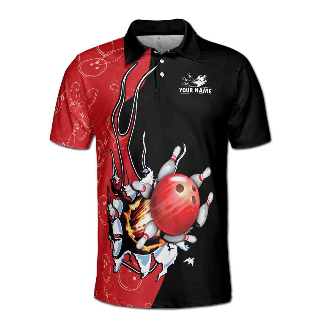 Custom Name Team Name Bowling Ball Men's Polo Shirt S-5XL