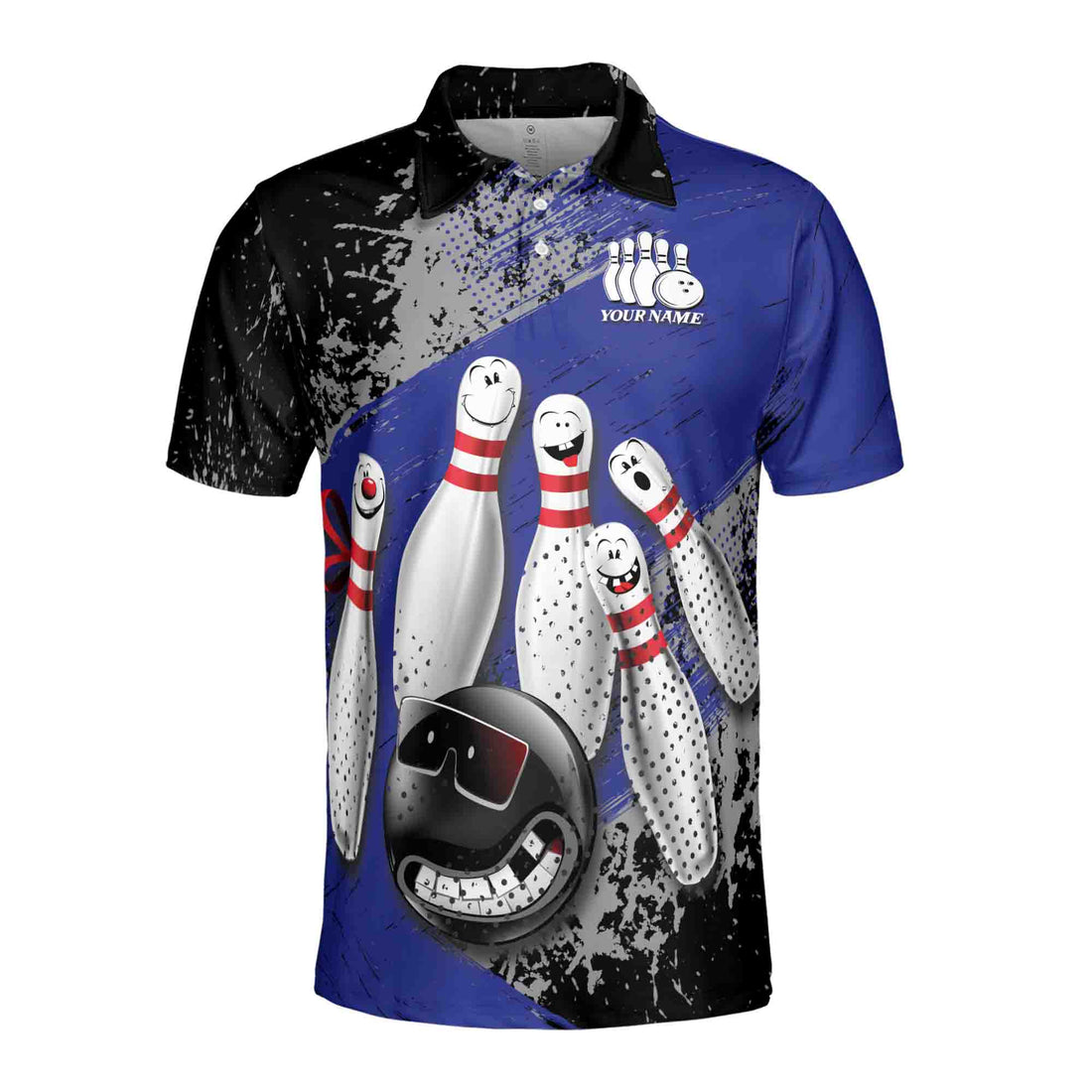 Custom Name Team Name Funny Bowling Ball Men's Polo Shirt S-5XL